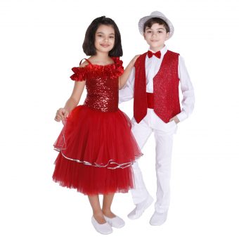 KIRMIZI BEYAZ BALE ve DANS KOSTÜMÜ ERKEK