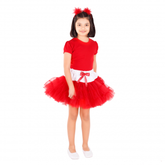 Kırmızı Tül Etekli Elbise