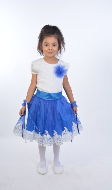 Güpürlü Etek Takım (mavi-beyaz) - Görsel 2