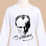 Atatürk Uzun Kol Siyah Beyaz Tshirt
