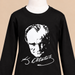 Atatürk Uzun Kol Siyah Tshirt
