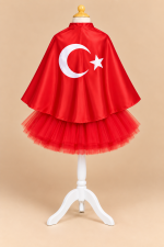 Kırmızı Beyaz Pelerinli Tütü Takım - Görsel 2
